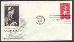 United States 1963 Amelia Earhart Commemoration (aviator) Issue on illustrated cover with first day cancel, SG 1216, stamps on , stamps on  stamps on personalities, stamps on  stamps on women, stamps on  stamps on aviation