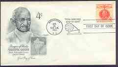 United States 1961 Mahatma Gandhi Commemoration 4c on illustrated cover with first day cancel, SG 1173, stamps on personalities, stamps on constitutions, stamps on gandhi