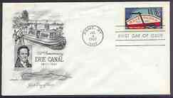 United States 1967 150th Anniversary of Erie Canal on illustrated cover with first day cancel, SG 1305, stamps on ships, stamps on canals, stamps on barges