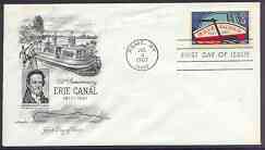 United States 1967 150th Anniversary of Erie Canal on illustrated cover with first day cancel, SG 1305, stamps on , stamps on  stamps on ships, stamps on  stamps on canals, stamps on  stamps on barges