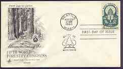United States 1960 Fifth World Forestry Conference on illustrated cover with first day cancel, SG 1155, stamps on trees