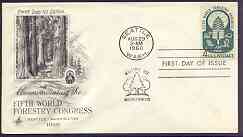 United States 1960 Fifth World Forestry Conference on illustrated cover with first day cancel, SG 1155, stamps on , stamps on  stamps on trees