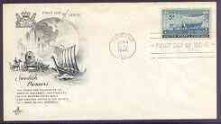 United States 1948 Centenary of Arrival of swedish Pioneers on illustrated cover with first day cancel, SG 955, stamps on settlers, stamps on vikings