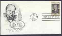 United States 1965 Churchill Commemoration on illustrated cover with first day cancel, SG 1246, stamps on personalities, stamps on constitutions, stamps on churchill