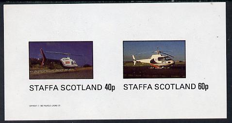 Staffa 1982 Helicopters #1 imperf set of 2 values (40p & 60p) unmounted mint, stamps on aviation    helicopter