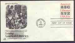 United States 1982 America's Libraries on illustrated cover with first day cancel, SG 1992, stamps on libraries, stamps on books, stamps on literature, stamps on books