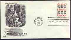 United States 1982 Americas Libraries on illustrated cover with first day cancel, SG 1992, stamps on libraries, stamps on books, stamps on literature, stamps on books