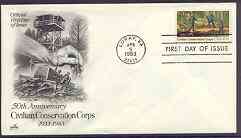 United States 1983 Civilian Conservation Corps on illustrated cover with first day cancel, SG 2021, stamps on , stamps on  stamps on trees, stamps on  stamps on tractors, stamps on  stamps on conservation