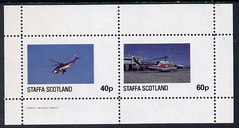 Staffa 1982 Helicopters #2 perf set of 2 values (40p & 60p) unmounted mint, stamps on , stamps on  stamps on aviation    helicopter