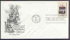 United States 1970 350th Anniversary of Pilgrim Fathers on illustrated cover with first day cancel, SG 1416, stamps on , stamps on  stamps on explorers, stamps on  stamps on ships, stamps on  stamps on settlers