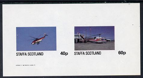 Staffa 1982 Helicopters #2 imperf set of 2 values (40p & 60p) unmounted mint, stamps on , stamps on  stamps on aviation    helicopter