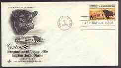 United States 1973 Rural America - Centenary of Angus Cattle on illustrated cover with first day cancel, SG 1510, stamps on , stamps on  stamps on animals, stamps on  stamps on cattle, stamps on  stamps on bovine