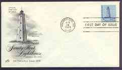 United States 1979 Sandy Hook Lighthouse 29c def on illustrated cover with first day cancel, SG 1590, stamps on lighthouses