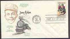 United States 1978 Performing Arts - Jimmie Rodgers (Father of Country Music) on illustrated cover with first day cancel, SG 1725, stamps on entertainments, stamps on music, stamps on railways