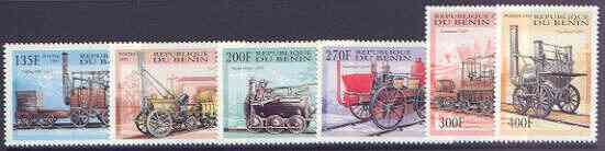Benin 1997 Steam Railway Locomotives perf set of 6 unmounted mint, SG 1691-96, stamps on railways