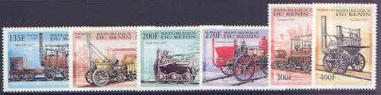 Benin 1997 Steam Railway Locomotives perf set of 6 unmounted mint, SG 1691-96, stamps on , stamps on  stamps on railways