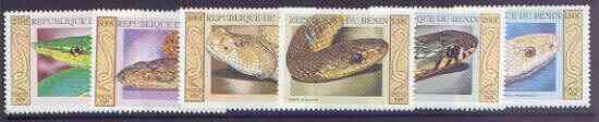 Benin 1999 Snakes complete perf set of 6 values unmounted mint, stamps on , stamps on  stamps on reptiles, stamps on  stamps on snakes, stamps on  stamps on snake, stamps on  stamps on snakes, stamps on  stamps on 