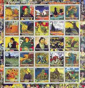 Congo 2002 Paintings by Vincent Van Gogh (Still Life, Portraits & Landscapes) complete perf set of 25 unmounted mint, stamps on arts, stamps on van gogh