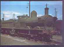 Postcard produced in 1980's in full colour showing GWR Dean Goods Class 0-6-0, unused and pristine, stamps on railways