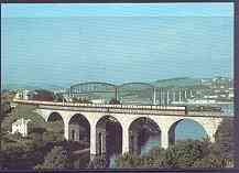 Postcard produced in 1980's in full colour showing GWR Hawksworth County Class 4-6-0 'County of Oxford', the Royal albert Bridge in background, unused and pristine, stamps on , stamps on  stamps on railways, stamps on  stamps on bridges, stamps on  stamps on civil engineering