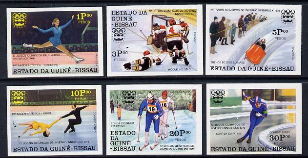 Guinea - Bissau 1976 Winter Olympics set of 6 imperf unmounted mint (pairs or blocks price pro rata), stamps on , stamps on  stamps on sport    ice hockey    skiing   skating    bobsled         olympics