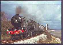 Postcard produced in 1980's in full colour showing L&NER Gresley V2 Class 2-6-2 'Green Arrow', unused and pristine, stamps on railways, stamps on scots, stamps on scotland