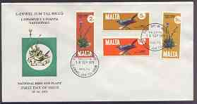 Malta 1971 National Plant & Bird of Malta set of 4 on illustrated cover with first day cancels, SG 456-59, stamps on , stamps on  stamps on birds, stamps on  stamps on flowers