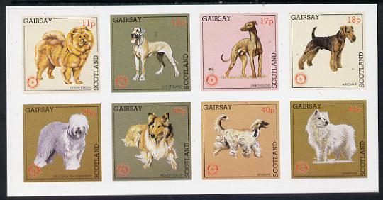 Gairsay 1984 Rotary -Dogs imperf set of 8 values (11p to 44p) unmounted mint, stamps on , stamps on  stamps on animals    dogs    rotary    chow    dane    greyhound   airedale    old-english    collie   afghan    samoyed