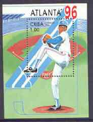 Cuba 1996 Atlanta Olympic Games (2nd series) perf m/sheet (Baseball) unmounted mint SG MS 4057, stamps on olympics, stamps on baseball