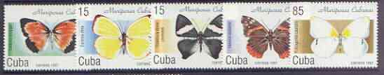 Cuba 1997 Butterflies complete perf set of 5 values unmounted mint, SG 4164-68, stamps on butterflies