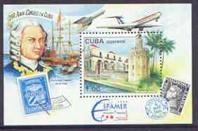 Cuba 1996 Espamer 96 Stamp Exhibition (Aircraft) perf m/sheet unmounted mint, SG MS 4062, stamps on , stamps on  stamps on stamp exhibitions, stamps on  stamps on aviation, stamps on  stamps on stamp on stamp, stamps on  stamps on ships, stamps on  stamps on stamponstamp