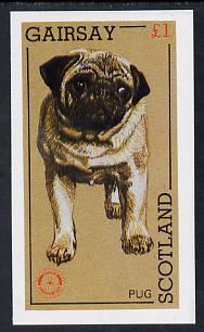 Gairsay 1984 Rotary -Dogs (Pug) imperf souvenir sheet (£1 value) unmounted mint, stamps on animals    dogs   rotary   pug