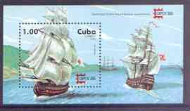 Cuba 1996 Capex 96 Stamp Exhibition (18th Century Sailing Ships) perf miniature sheet unmounted mint, SG MS4078, stamps on , stamps on  stamps on ships, stamps on  stamps on stamp exhibitions