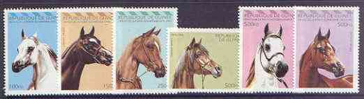 Guinea - Conakry 1995 Arab Horses complete perf set of 6 values unmounted mint, SG 1663-68, stamps on , stamps on  stamps on horses