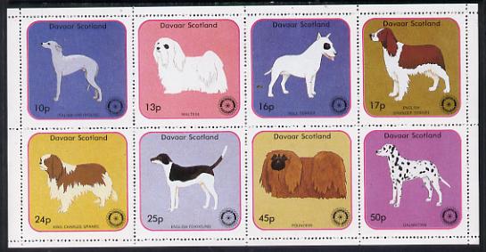 Davaar Island 1984 Rotary - Dogs perf set of 8 values (10p to 50p) unmounted mint, stamps on animals  dogs  rotary grethound    maltese    bull-terrier   springer spaniel   king charles   fox-hound   pekingese   dalmation