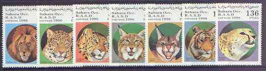 Sahara Republic 1995 Wild Cats perf set of 7 unmounted mint, stamps on cats, stamps on lions, stamps on tigers