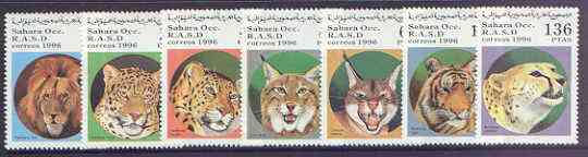 Sahara Republic 1995 Wild Cats perf set of 7 unmounted mint, stamps on , stamps on  stamps on cats, stamps on  stamps on lions, stamps on  stamps on tigers