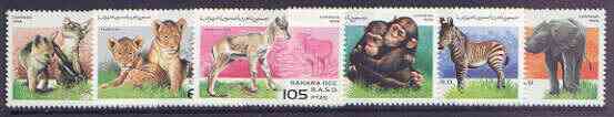 Sahara Republic 1996 Wild Animals complete perf set of 6 unmounted mint, stamps on , stamps on  stamps on animals, stamps on  stamps on elephants, stamps on  stamps on zebras, stamps on  stamps on lions, stamps on  stamps on cats, stamps on  stamps on apes    , stamps on  stamps on zebra