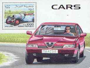 Somalia 1998 Cars perf m/sheet (showing Old & New Alfa Romeo) unmounted mint, stamps on cars, stamps on alfa