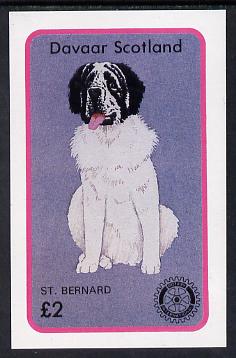 Davaar Island 1984 Rotary - Dogs (St Bernard) imperf deluxe sheet (£2 value) unmounted mint, stamps on animals   dogs   rotary   bernard