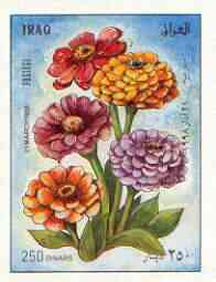 Iraq 1998 Flowers imperf m/sheet (Zinnias) unmounted mint, Mi BL 78, stamps on flowers