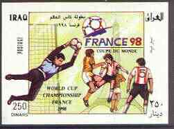 Iraq 1998 France 98 Football World Cup imperf m/sheet (horiz) unmounted mint, Mi BL 80, stamps on , stamps on  stamps on football, stamps on  stamps on sport