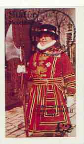 Staffa 1977 Silver Jubilee £2 imperf deluxe Sheet (Beefeater) cto used, stamps on royalty, stamps on uniforms, stamps on police, stamps on silver jubilee, stamps on london, stamps on militaria, stamps on beefeater       