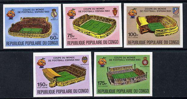 Congo 1980 World Cup Football (Stadia) set of 5 imperf singles unmounted mint (as SG 726-30), stamps on football  sport    civil engineering    stadium