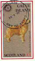 Calve Island 1984 Rotary - Dogs (Golden Retriever) imperf souvenir sheet (Â£1 value) cto used, stamps on animals, stamps on dogs, stamps on rotary, stamps on retriever