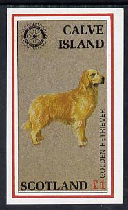 Calve Island 1984 Rotary - Dogs (Golden Retriever) imperf souvenir sheet (£1 value) unmounted mint, stamps on animals, stamps on dogs, stamps on rotary, stamps on retriever