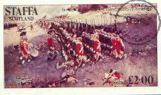 Staffa 1976 USA Bicentenary (Battle of Bunker Hill) imperf deluxe sheet (£2 value) cto used, stamps on militaria, stamps on americana, stamps on battles