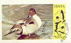 Staffa 1974 Water Birds #01 (Pintail) imperf souvenir sheet (50p value) cto used, stamps on birds, stamps on ducks