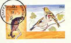 Staffa 1972 Pictorial imperf souvenir sheet (35p value) Birds (Grouse, Siskin & Goldfinch) cto used, stamps on , stamps on  stamps on birds, stamps on  stamps on grouse, stamps on  stamps on siskin, stamps on  stamps on goldfinch