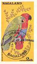 Nagaland 1977 Eclectus Parrot imperf souvenir sheet (2ch value) cto used, stamps on , stamps on  stamps on birds, stamps on  stamps on parrots